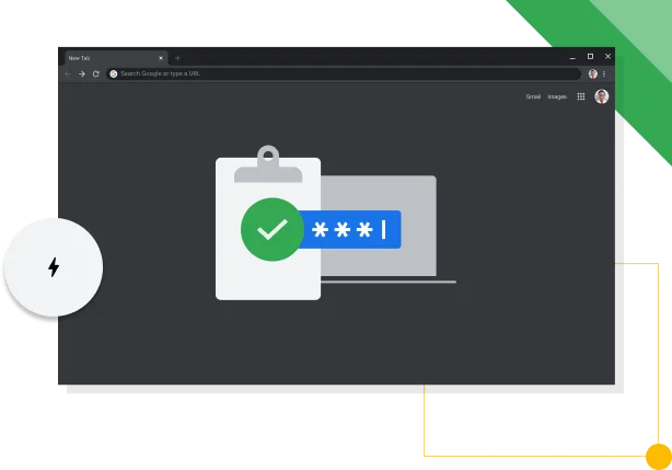 Chrome browser window in Dark mode, displaying Google productivity icon.